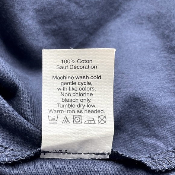 J.Crew Embroidered Bib Peasant Top Navy Blue Sz Small - Picture 10 of 13